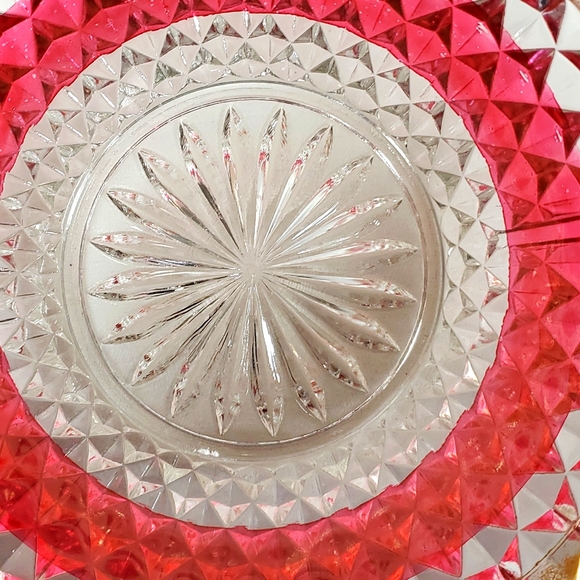 Mid Century Modern INDIANA GLASS Diamond Point ruby berry/dessert bowl set - Picture 4 of 11
